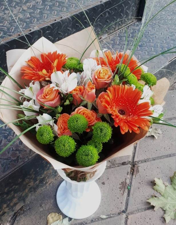 Букет цветов из: Герберы, Хризантемы, Альстромерии и Розы в Еланском