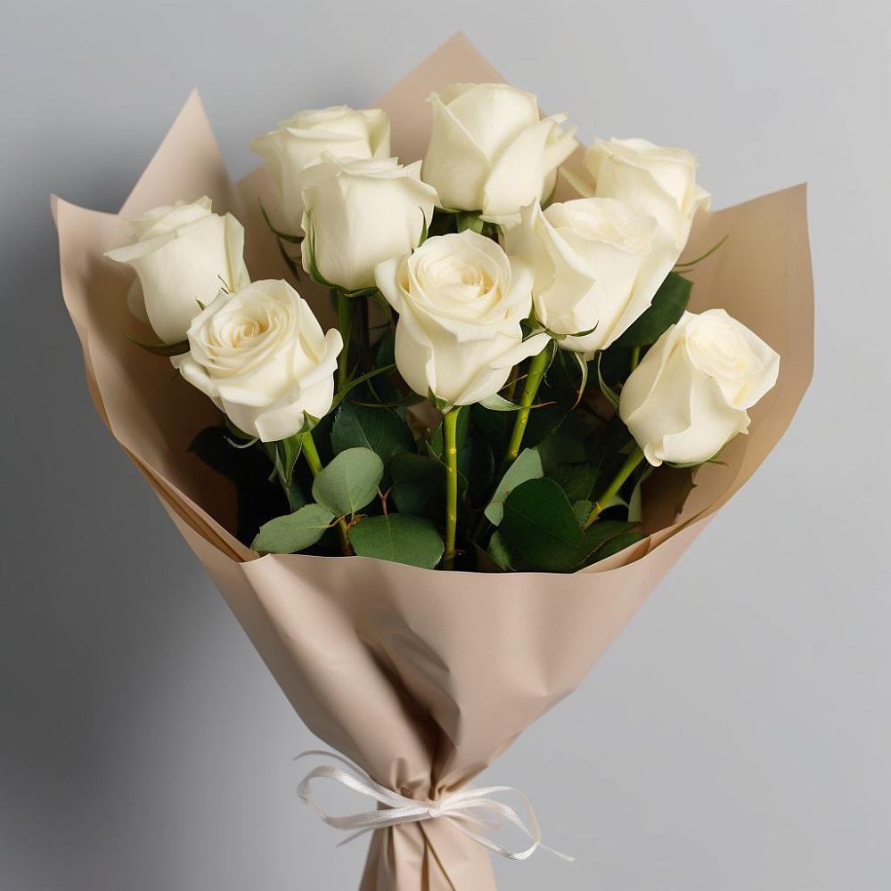 Букет 9 Белых роз Эдлесс Лав в Еланском