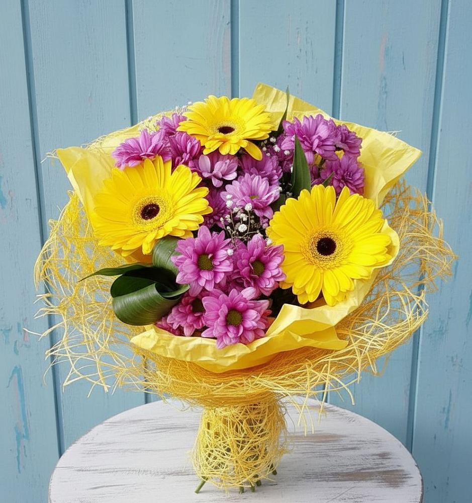 Букет одинокая звезда в Еланском Букет цветов из: Хризантемы и Герберы в Еланском