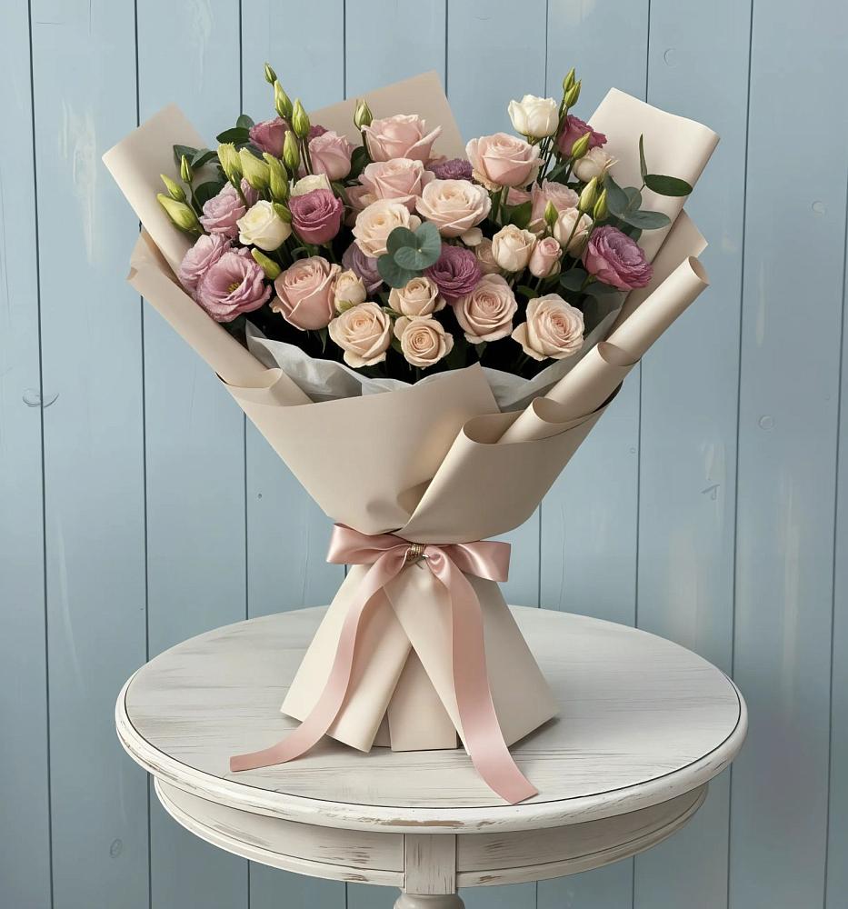 Букет цветов из: Розы и Лизиантусы в Еланском