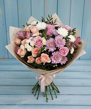 Букет цветов из:  Хризантемы, Розы и Альстромерии #REPLACE_PRED# Еланском