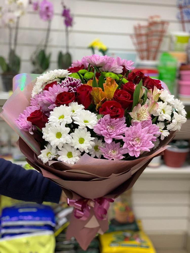 Букет цветов из: Розы, Хризантемы и Альстромерии в Еланском