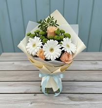 Букет цветов из:  Герберы, Розы и Хризантемы в Еланском