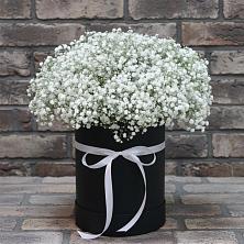 Цветочная композиция из Гипсофила в шляпной коробке в Еланском